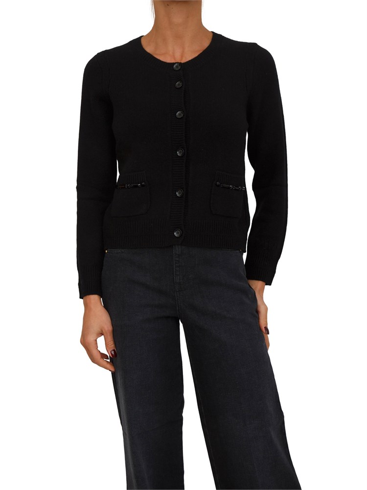 Cardigan nero donna Ciao Nenette in misto cashmere e lana
