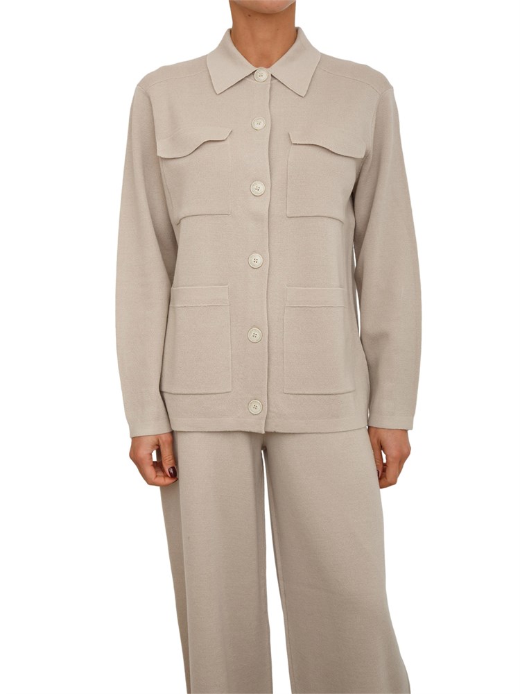 Giacca monopetto Cali Nenette in misto lana taupe