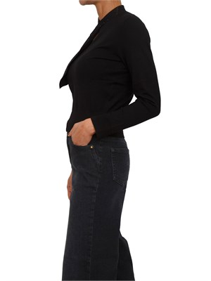 Maglia donna Maestrale Nenette in viscosa nera  con sciarpina e borchie in DONNA