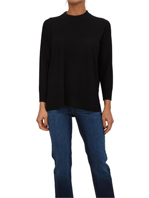 Maglia girocollo Mover Nenette in lana merino nera in DONNA