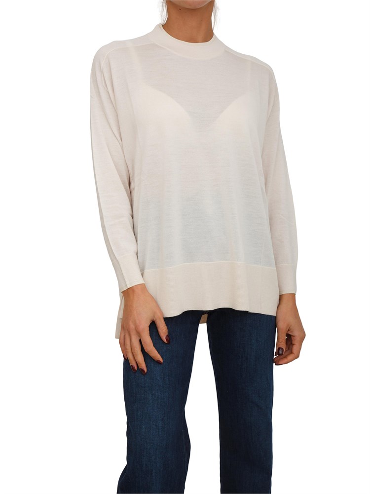 Maglia girocollo Mover Nenette in lana merino cipria