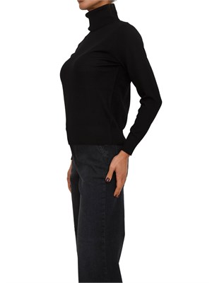 Maglia donna a collo alto Mita Nenette in lana merino nera in DONNA