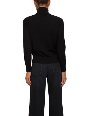 Maglia donna a collo alto Mita Nenette in lana merino nera in DONNA