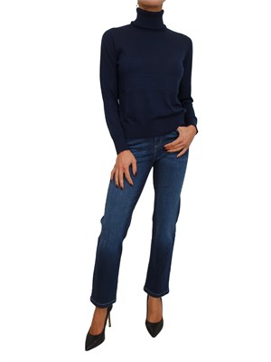Maglia donna a collo alto Mita Nenette in lana merino blu in DONNA