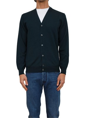 Cardigan uomo Aiace Galassi in lana verde scuro in UOMO