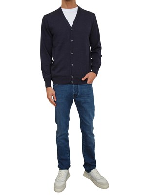 Cardigan uomo Aiace Galassi in lana fine blu in UOMO