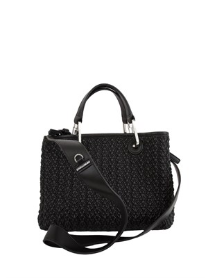 Shopper piccola Emporio Armani in ecopelle trapuntata nera in DONNA