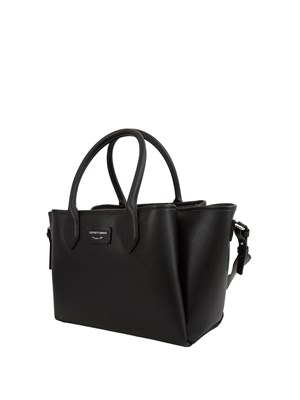 Shopper media Emporio Armani in ecopelle palmellata nera in DONNA