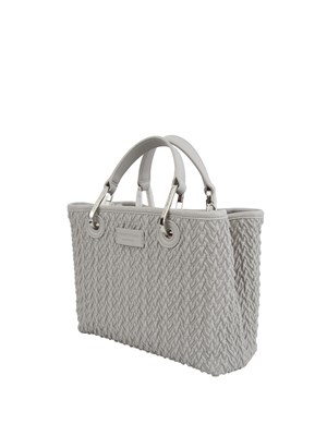 Shopper piccola Emporio Armani in ecopelle trapuntata grigia in DONNA