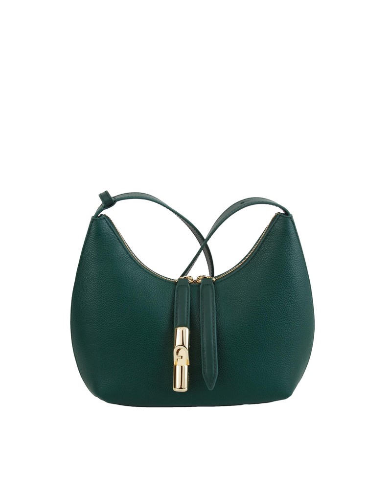 Borsa a spalla Furla Goccia S in pelle verde