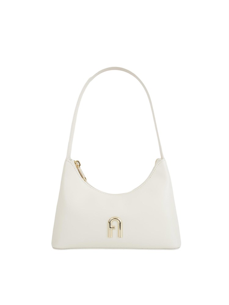 Borsa a spalla Furla Diamante Mini in pelle bianca