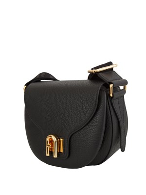 Borsa a tracolla Furla Lotus in pelle martellata nera in DONNA