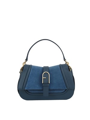 Borsa Furla Flow in pelle scamosciata blu in DONNA
