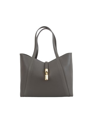 Borsa shopping Furla Goccia L in pelle grigia in DONNA