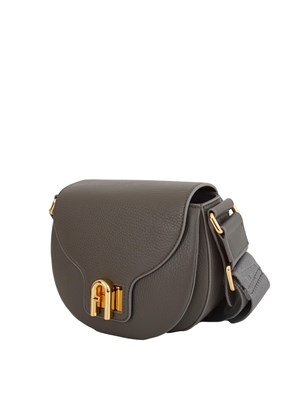 Borsa a tracolla Furla Lotus in pelle martellata grigia in DONNA