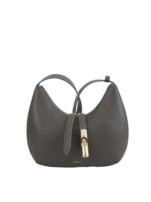 Borsa a spalla Furla Goccia S in pelle grigia in DONNA