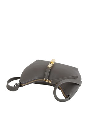 Borsa a spalla Furla Goccia S in pelle grigia in DONNA