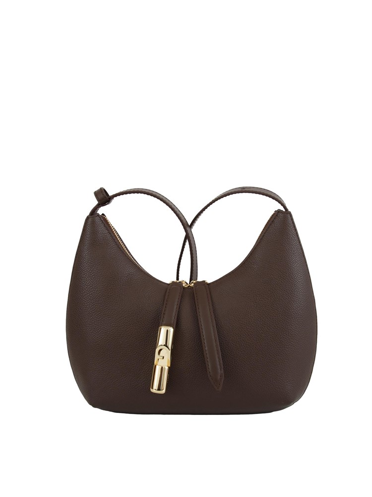 Borsa a spalla Furla Goccia S in pelle marrone