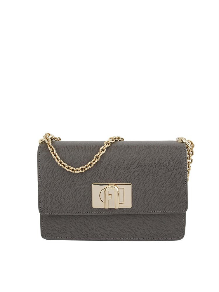 Borsa a tracolla mini Furla 1927 in pelle grigia