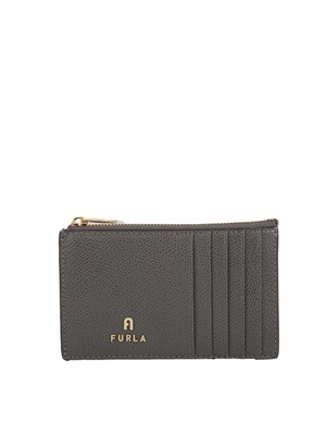 Porta carte di credito Furla Camelia M in pelle grigia in DONNA
