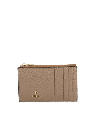 Porta carte di credito Furla Camelia M in pelle taupe in DONNA