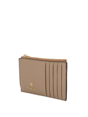 Porta carte di credito Furla Camelia M in pelle taupe in DONNA