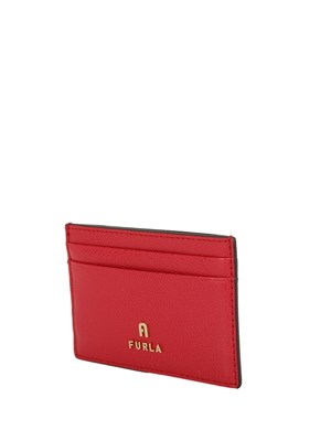 Porta carte di credito Furla Camelia S in pelle corallo in DONNA