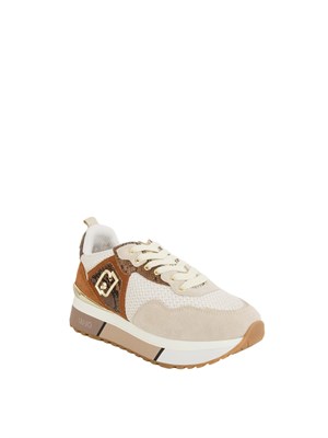 Sneakers Liu Jo donna in suede e mesh panna marrone in DONNA