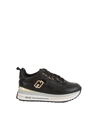 Sneakers Liu Jo donna in pelle nera e dettagli in vernice tono su tono in DONNA