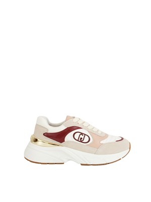 Sneakers Liu Jo donna in suede bianco beige e nylon con inserti glossy in DONNA