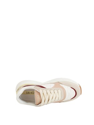Sneakers Liu Jo donna in suede bianco beige e nylon con inserti glossy in DONNA