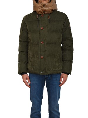 Giubbino con cappuccio Peuterey in piuma naturale e tessuto a coste verde in UOMO