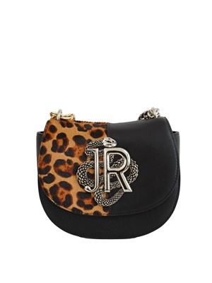 Borsa John Richmond in pelle nera e cavallino leopard in DONNA