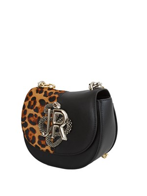 Borsa John Richmond in pelle nera e cavallino leopard in DONNA