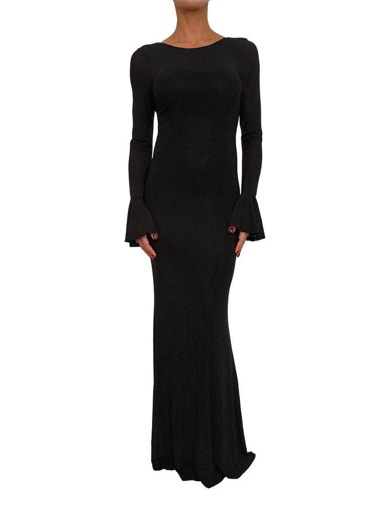 Abito lungo TwentyFourHaitch nero con strass