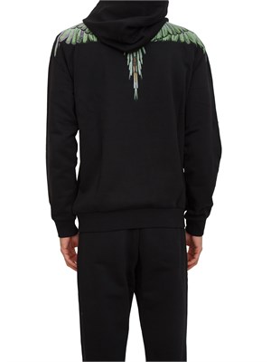 Felpa con cappuccio County of Milan nera con stampa aquila verde in UOMO