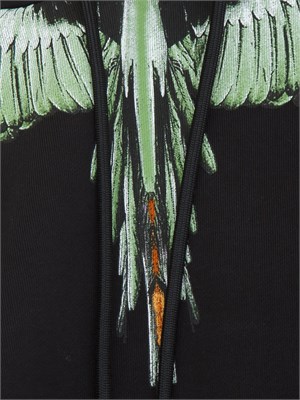 Felpa con cappuccio County of Milan nera con stampa aquila verde in UOMO