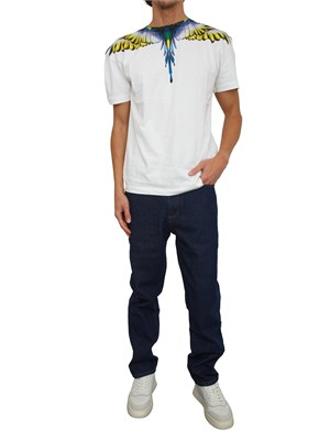 T-shirt County of Milan bianca stampa aquila multicolor in UOMO