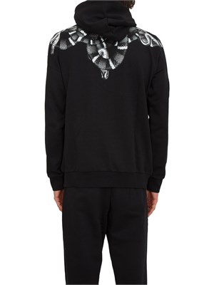 Felpa full zip con cappuccio County of Milan nera stampa serpente in UOMO