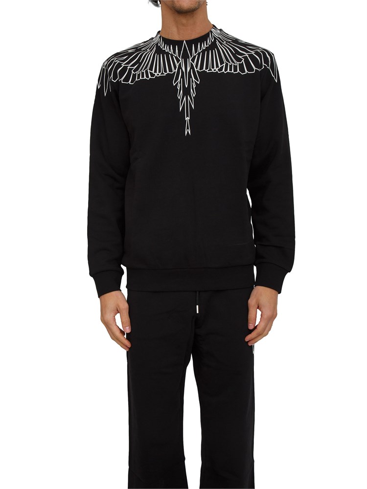 Felpa girocollo County of Milan nera con stampa aquila