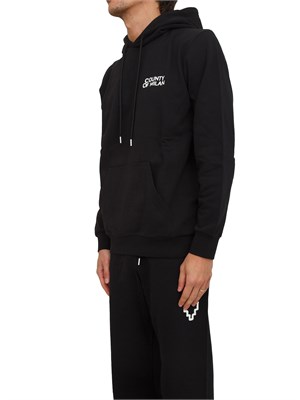 Felpa con cappuccio County of Milan nera con stampa logo dietro in UOMO