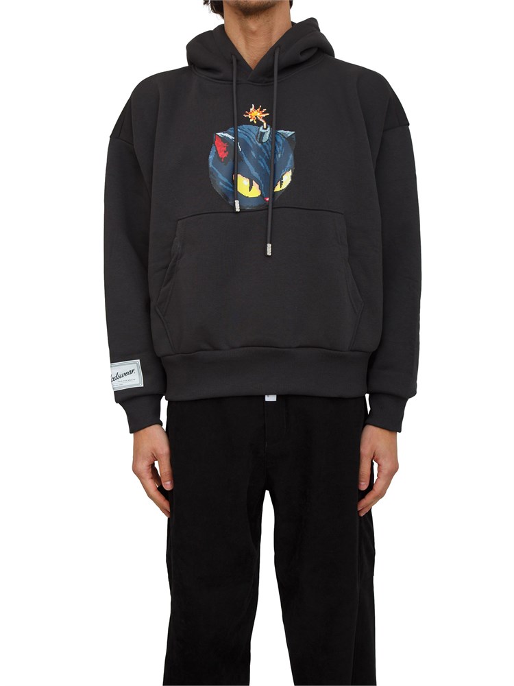 Felpa con cappuccio unisex GCDS grigia con stampa