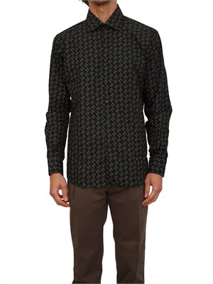 Camicia uomo Karl Lagerfeld in cotone nero logo monogram all over in UOMO