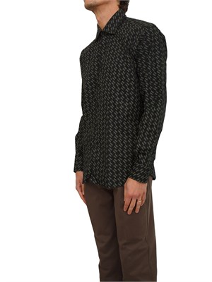 Camicia uomo Karl Lagerfeld in cotone nero logo monogram all over in UOMO