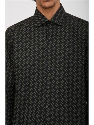 Camicia uomo Karl Lagerfeld in cotone nero logo monogram all over in UOMO