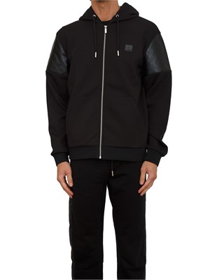 Felpa uomo Karl Lagerfeld full zip con cappuccio in cotone nero in UOMO