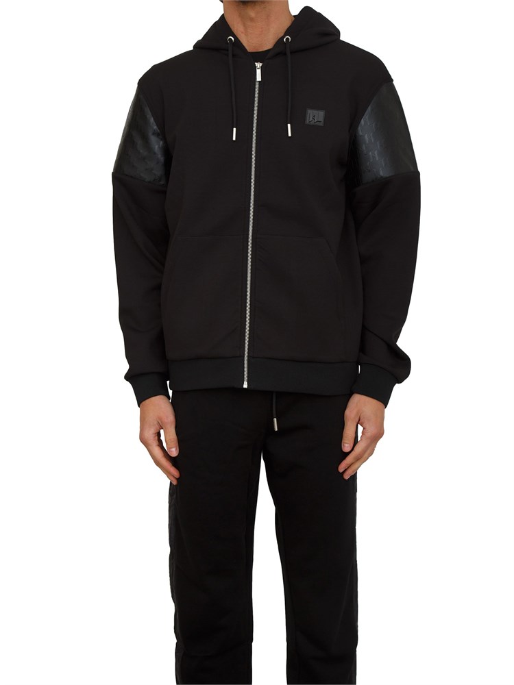 Felpa uomo Karl Lagerfeld full zip con cappuccio in cotone nero