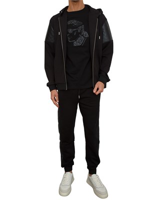 Felpa uomo Karl Lagerfeld full zip con cappuccio in cotone nero in UOMO
