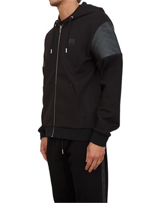 Felpa uomo Karl Lagerfeld full zip con cappuccio in cotone nero in UOMO