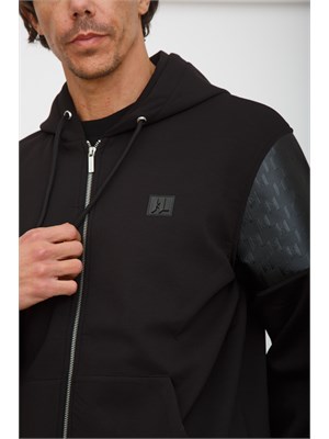 Felpa uomo Karl Lagerfeld full zip con cappuccio in cotone nero in UOMO